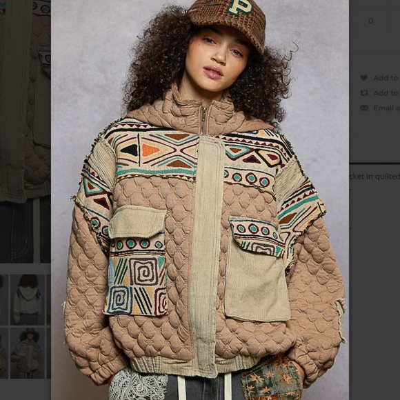 POL Jackets & Blazers - POL “ Aria 3 “ POL Quilted Mock Neck Jacket with Jacquard Contrast 88